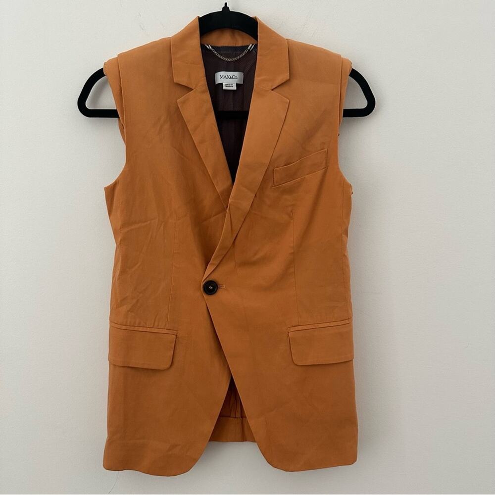 MAX & Co. Orange Tailored Sleeveless Vest Small